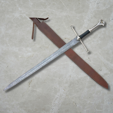 100% Custom Handmade Legendary Damascus Steel Viking Sword with Rosewood Handle & Leather Sheath