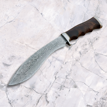13-Inches Damascus Knife with Black Pakka Wood Handle – Handcrafted Hunters, Razor-Sharp Blade & Leather Sheath Protection!