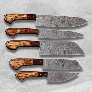 Chef Knife Set of 5 in Damascus Steel