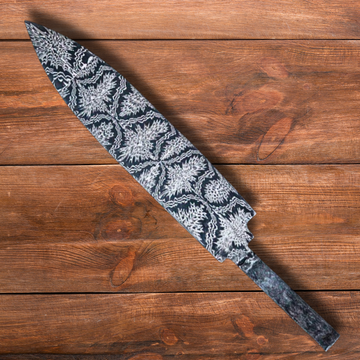 Hand-Forged Blade in Mosaic Damascus Steel Pattern for Chef Knife.