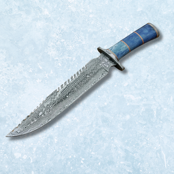 15-Inch Stylish Handmade Damascus Steel Skinner Knife with Sturdy Camel Bone Handle.