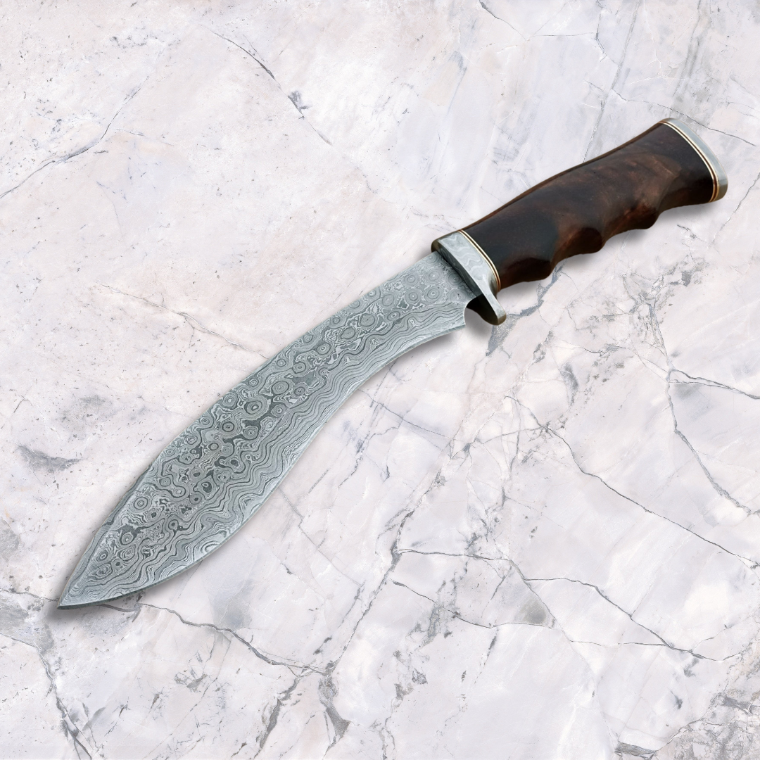 13-Inches Damascus Knife with Black Pakka Wood Handle – Handcrafted Hunters, Razor-Sharp Blade & Leather Sheath Protection!