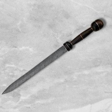 36-Inches Ancient Craftsmanship-Handmade Damascus Steel Roman Gladius Sword with Rosewood Wood Handle & Leather Sheath
