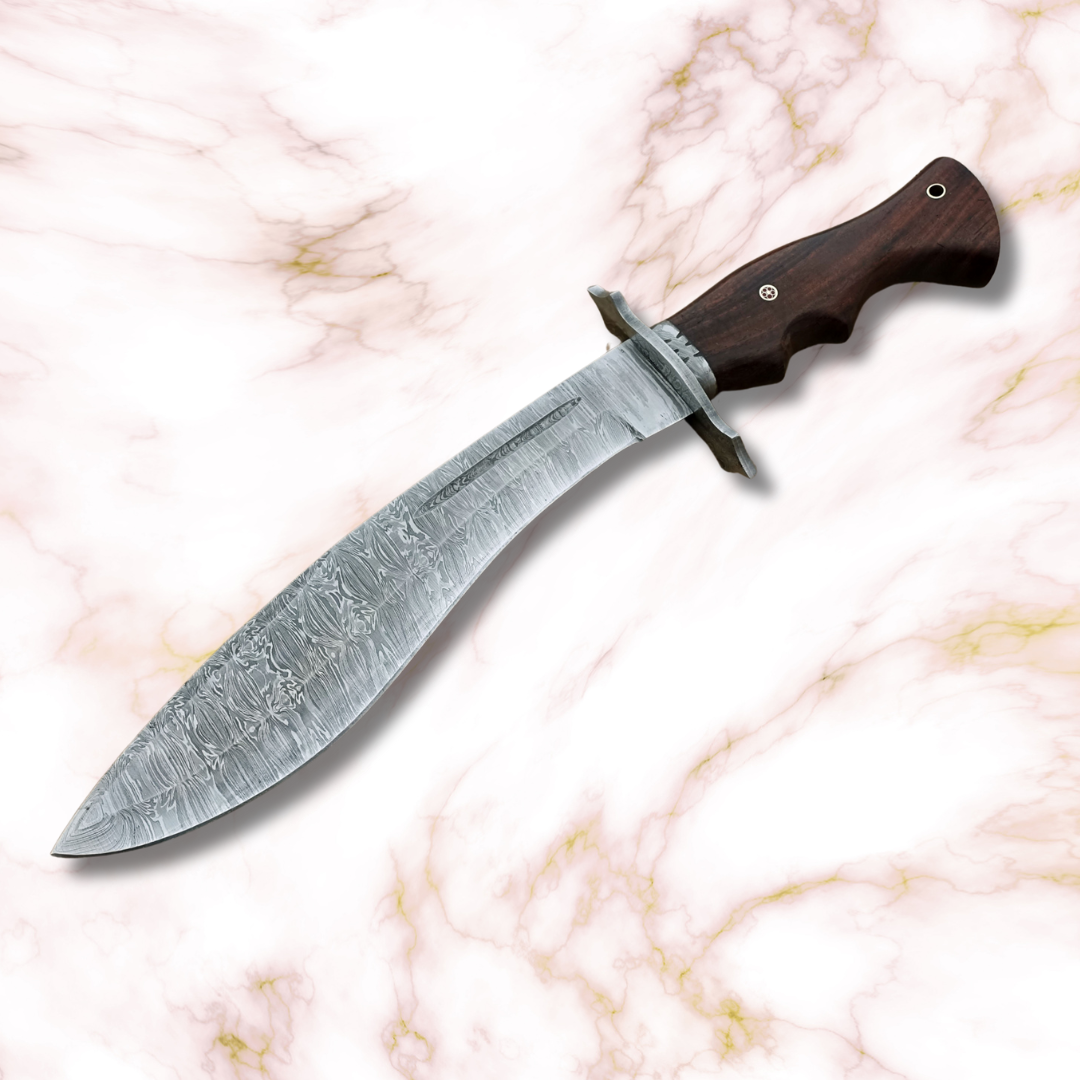 Handmade Damascus Steel Hunting Knife with Rosewood Handle