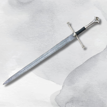 Viking Witcher Medieval Damascus Steel Handmade Sword- Arcane Design, Zinc Handle & Leather Sheath!